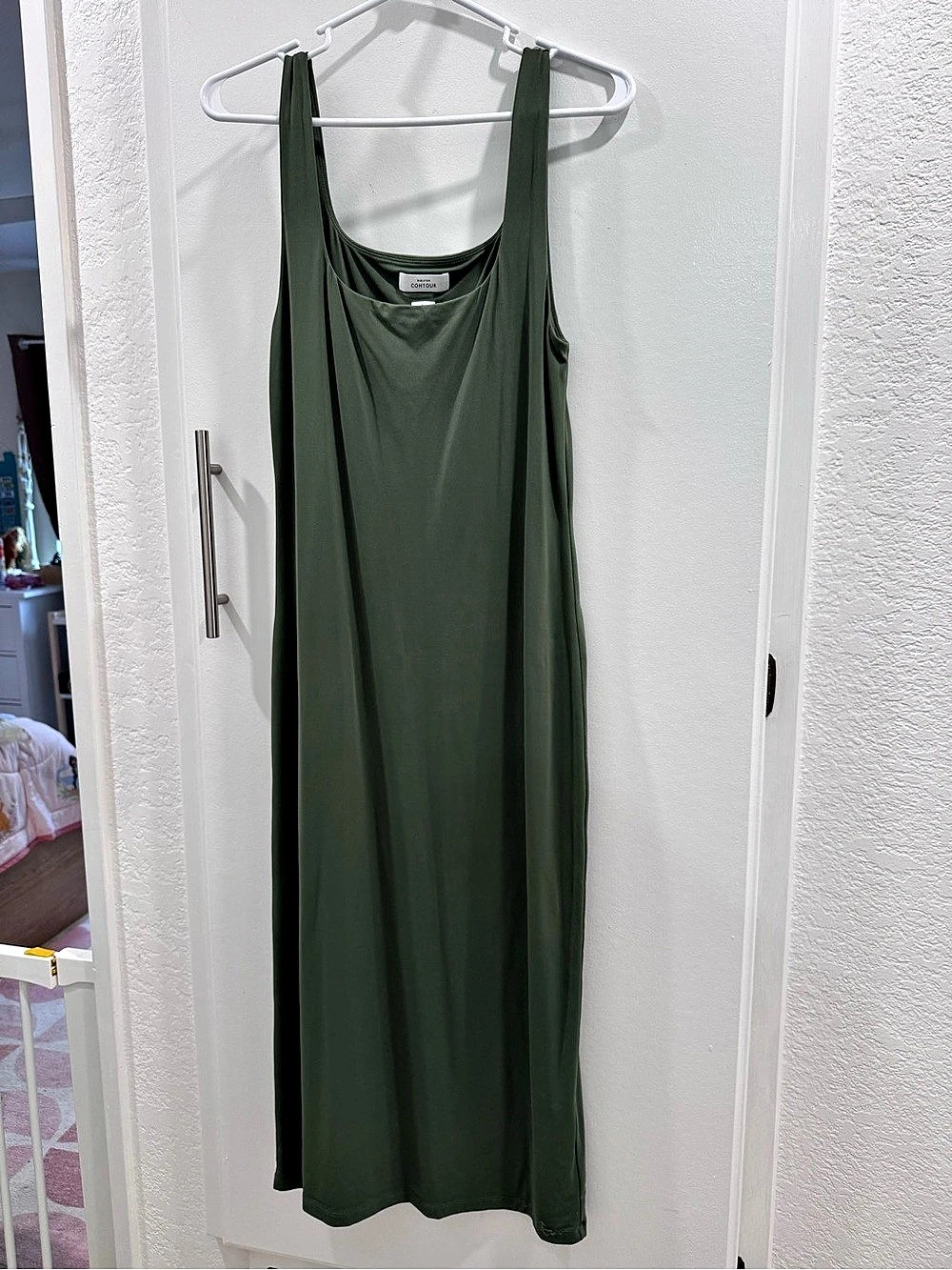 Aritzia Babaton Contour Squareneck Midi Dress - Olive Green - Size Large (L)